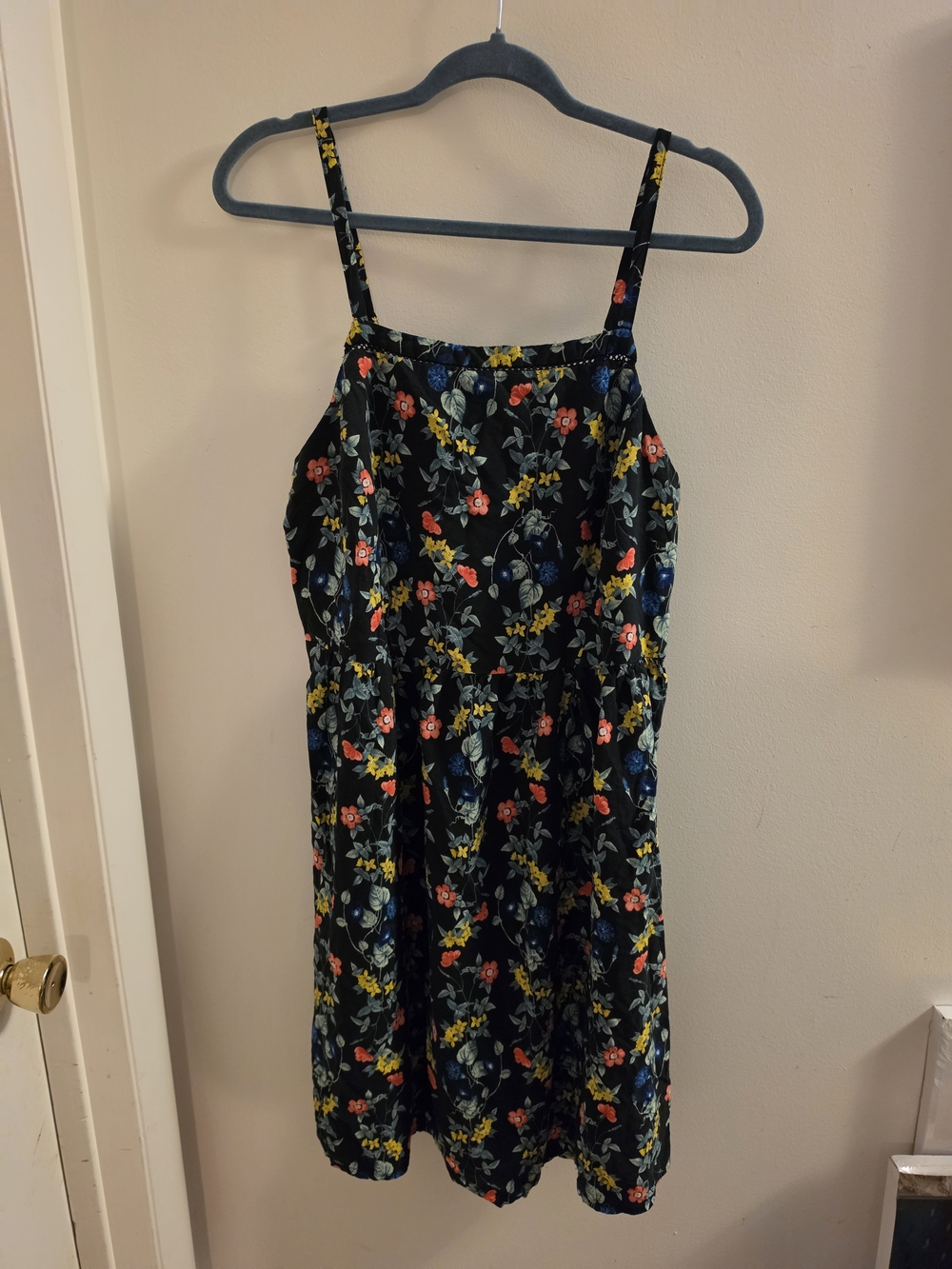Old Navy Navy Floral Dress with Yellow & Coral Accents Size 1x